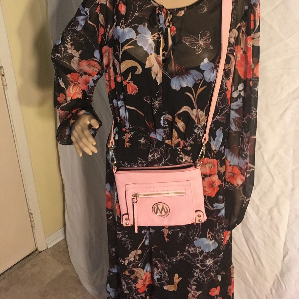 NWT Pink Multi-Zipper Crossbody by Mia K. Farrow - Picture 2 of 9